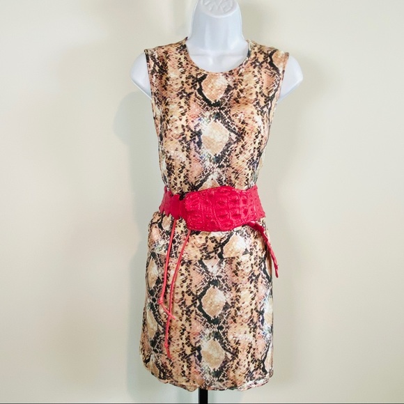 Pink Pure Silk Multicolor Snake Print Wrap Dress H&M Exclusive Studio SS 2015 - Picture 9 of 16